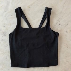 Alosoft Ribbed Chic Bra Tank - Black